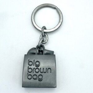 Bloomingdale’s Big Brown Bag Metal Keychain Gray Tone Logo Bag Charm